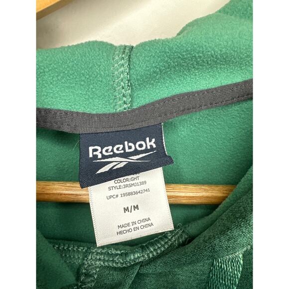 Reebok Hoodie Tech Fleece Pullover Size M Green Long Sleeve Front Pocket - Picture 4 of 6